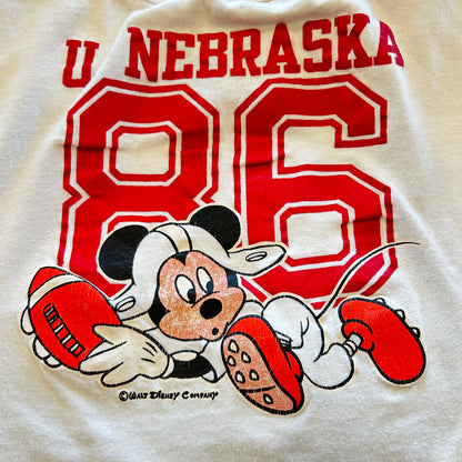 80's Champion チャンピオン U.NEBRASKA フットボールTシャツ ミッキー白(M)/A7074T-SO