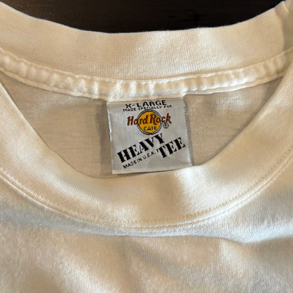 90's Hard Rock CAFE Miami フラミンゴ Tシャツ 白 (XL)/B2129T-SO