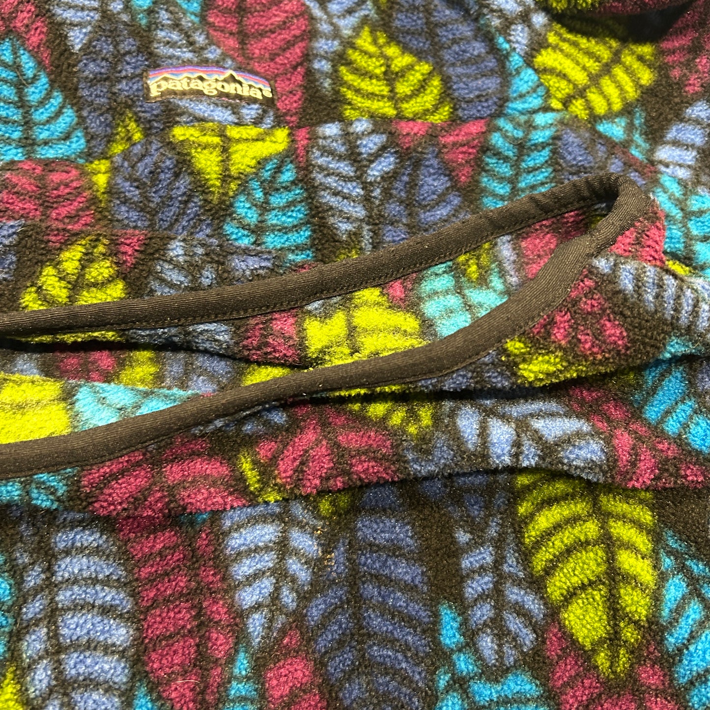 90's Patagonia Synchilla Snap-T leaf pattern パタゴニア シンチラ スナップT リーフ柄 (XL)/C0084F-SO