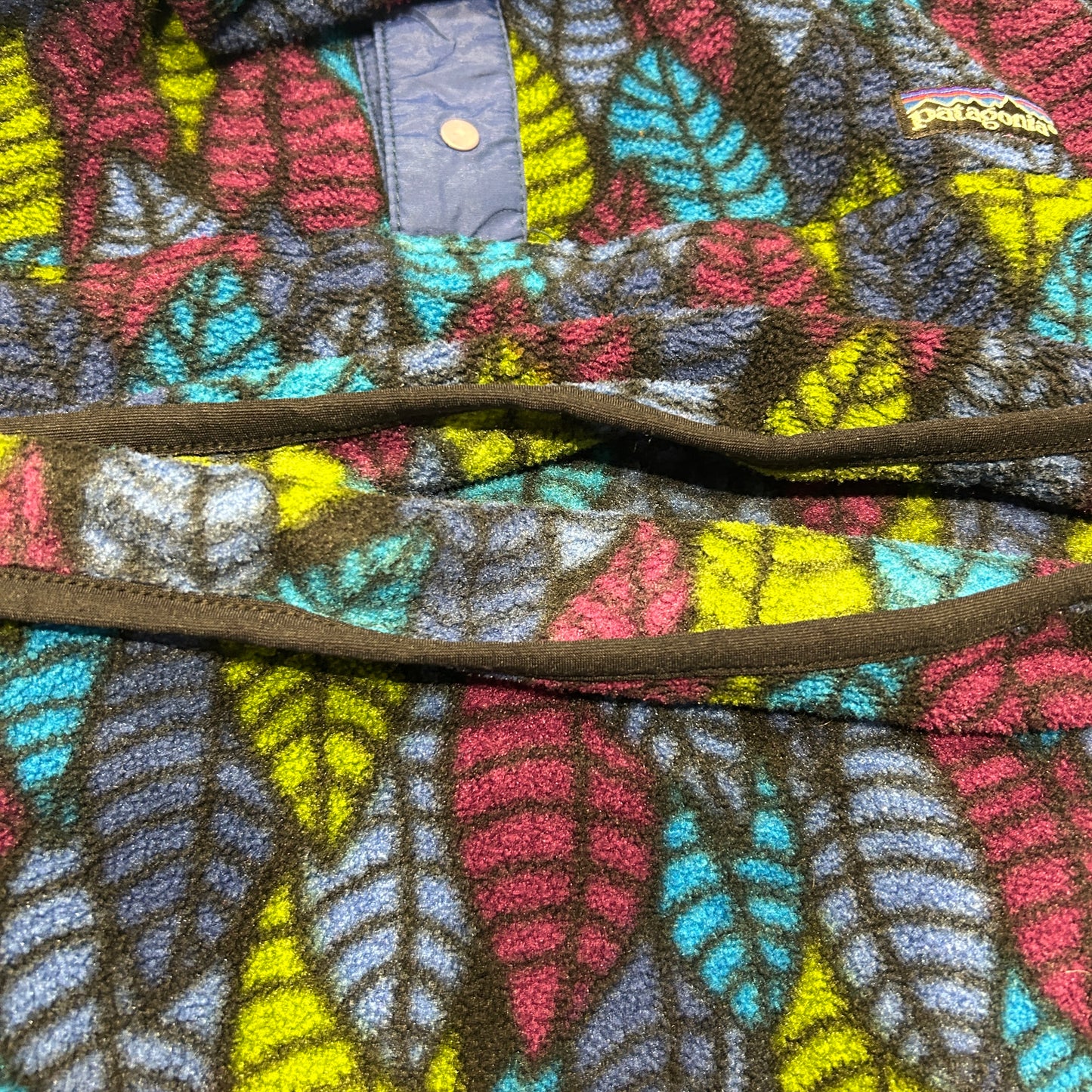 90's Patagonia Synchilla Snap-T leaf pattern パタゴニア シンチラ スナップT リーフ柄 (XL)/C0084F-SO