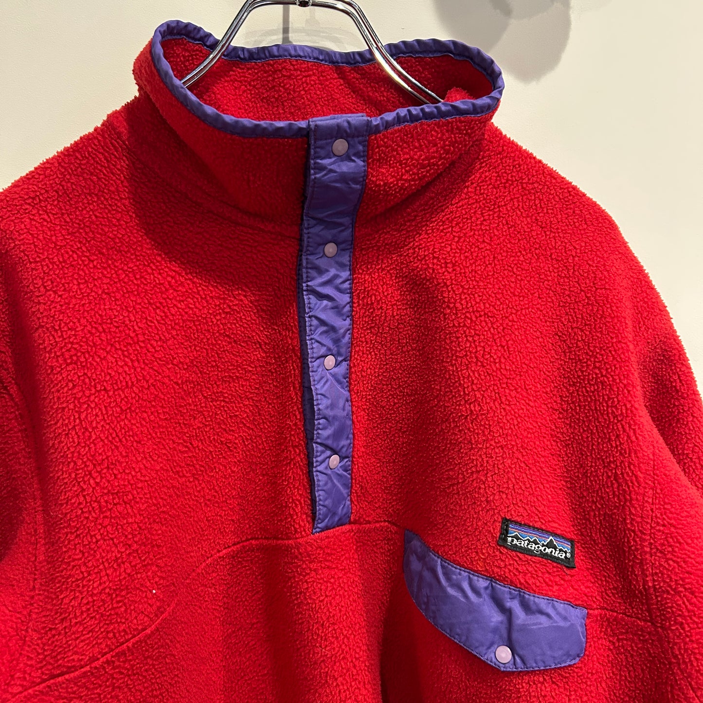 80's ~ Patagonia パタゴニア スナップT フリース プルオーバー レッド パープル (M)/C0096F-SO
