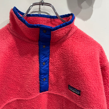 80's Patagonia パタゴニア スナップT フリース プルオーバー 初期型 ピンク ブルー (M)/C0102F-SO