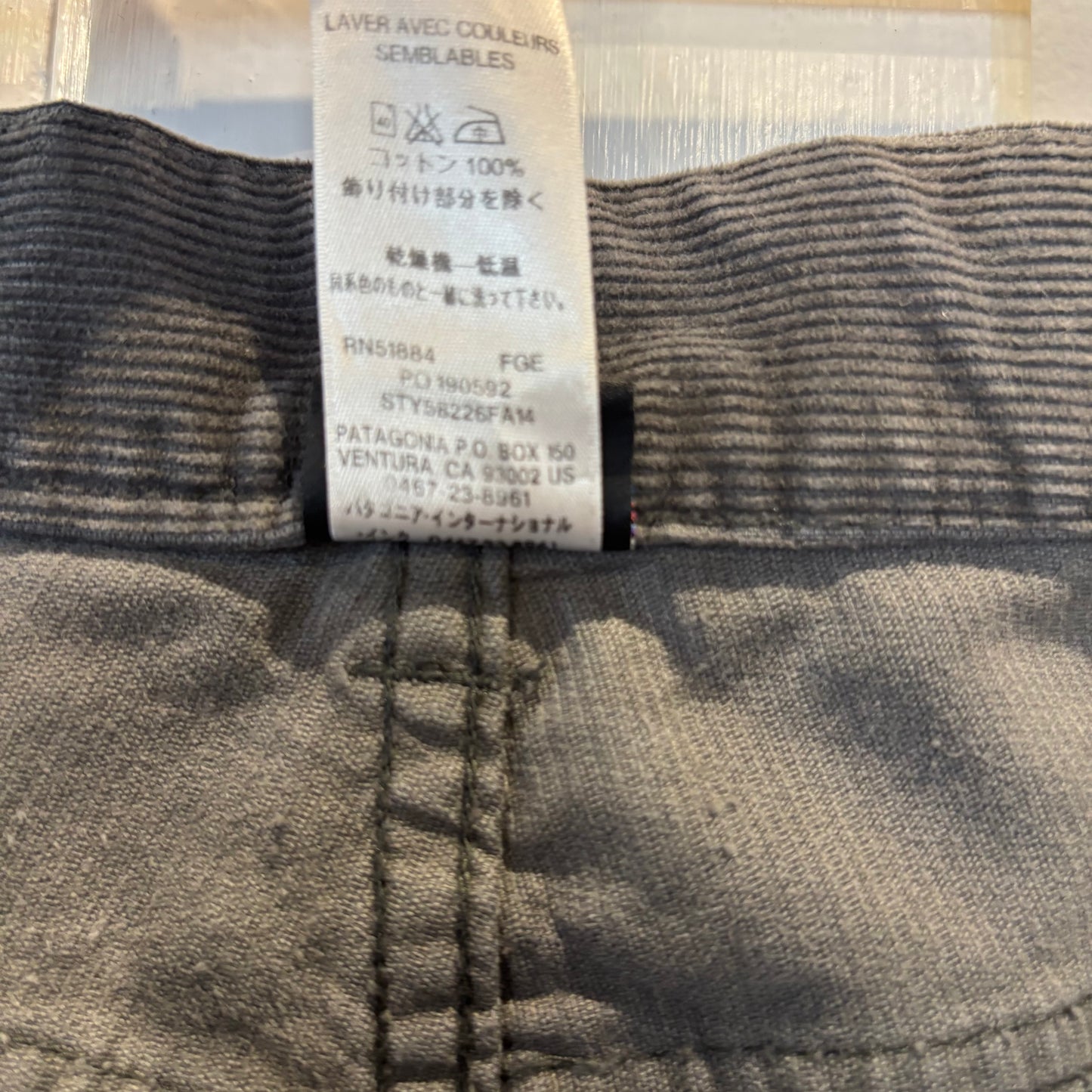 10's Patagonia パタゴニア  メンズ・コード・パンツ チャコールグレー(W35)/B4122P-SO
