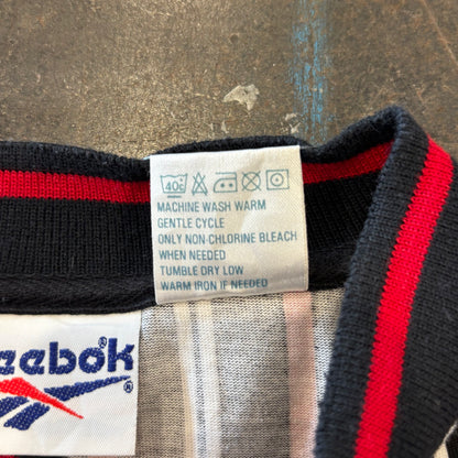 90's Reebok CHICAGO BULLUS ヘンリーネックTシャツ ストライプ (L)/B2110T-SO