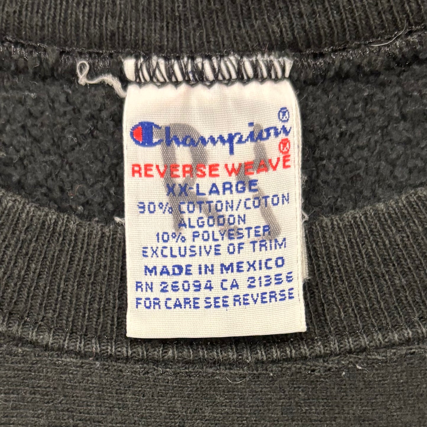 90's  Campion  REVERSE WEAVE リバースウィーブ 刺繍スウェット 黒 XXL /A7651S-SO