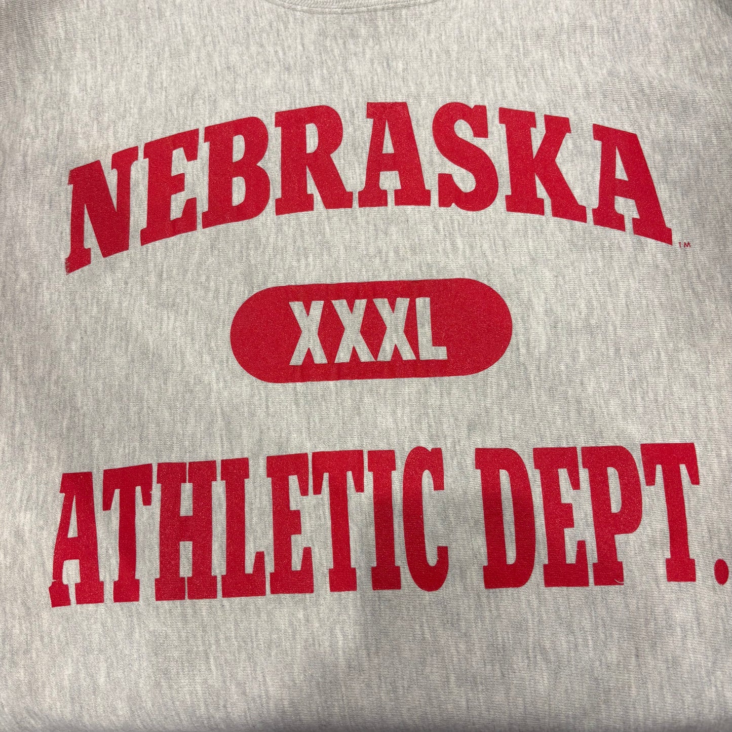 90's  Campion  REVERSE WEAVE リバースウィーブ NEBRASKA ATHLETIC DEPT. アッシュグレー XXXL /A1412S-SO