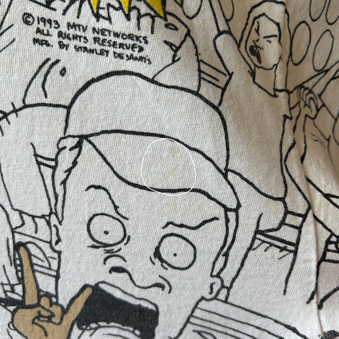 90's Beavis and Butt-Head ビーバスアンドバットヘッド  オールオーバープリントTシャツ MTV 白(XL)/B2173-SO