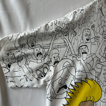 90's Beavis and Butt-Head ビーバスアンドバットヘッド  オールオーバープリントTシャツ MTV 白(XL)/B2173-SO