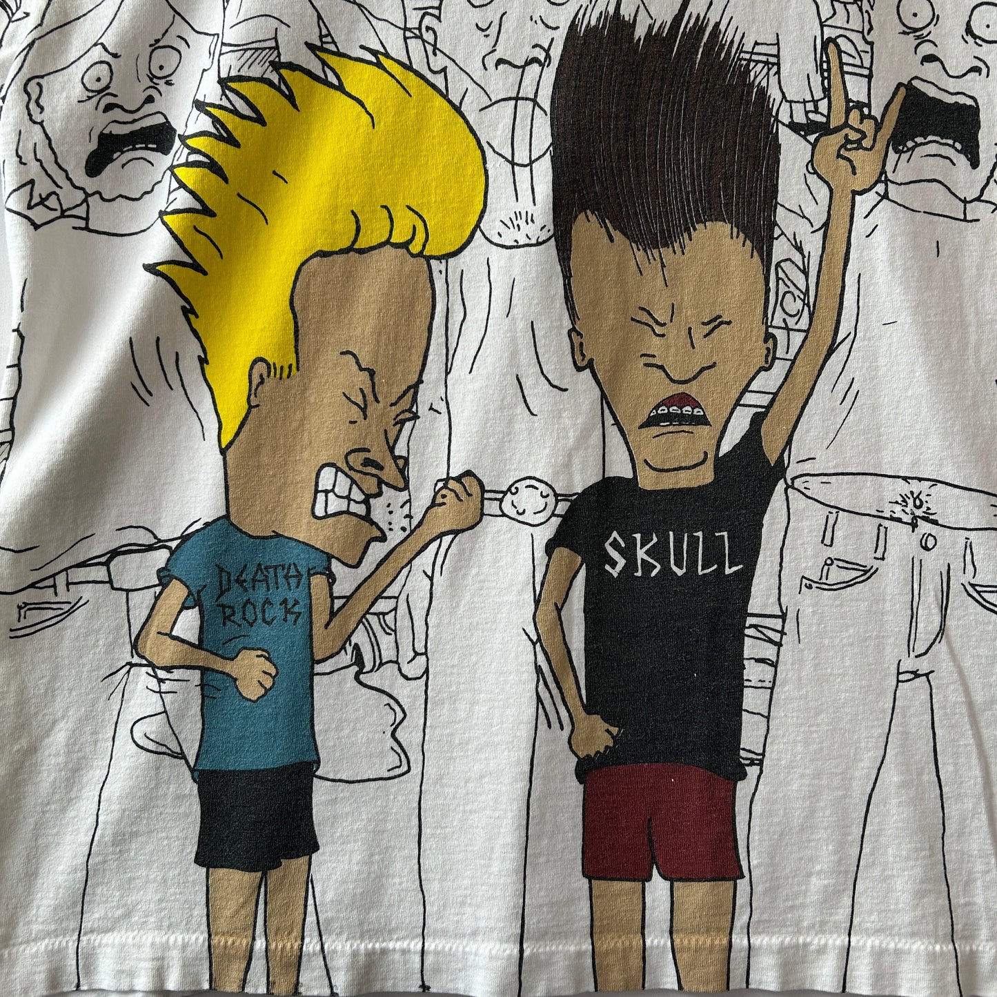 90's Beavis and Butt-Head ビーバスアンドバットヘッド  オールオーバープリントTシャツ MTV 白(XL)/B2173-SO