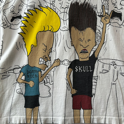 90's Beavis and Butt-Head ビーバスアンドバットヘッド  オールオーバープリントTシャツ MTV 白(XL)/B2173-SO