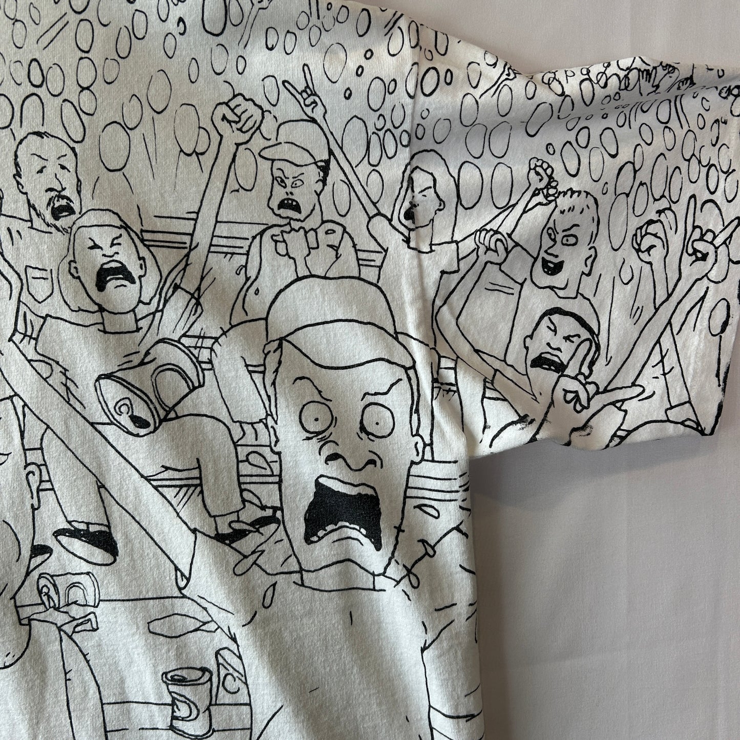 90's Beavis and Butt-Head ビーバスアンドバットヘッド  オールオーバープリントTシャツ MTV 白(XL)/B2173-SO