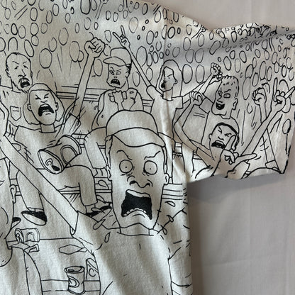 90's Beavis and Butt-Head ビーバスアンドバットヘッド  オールオーバープリントTシャツ MTV 白(XL)/B2173-SO