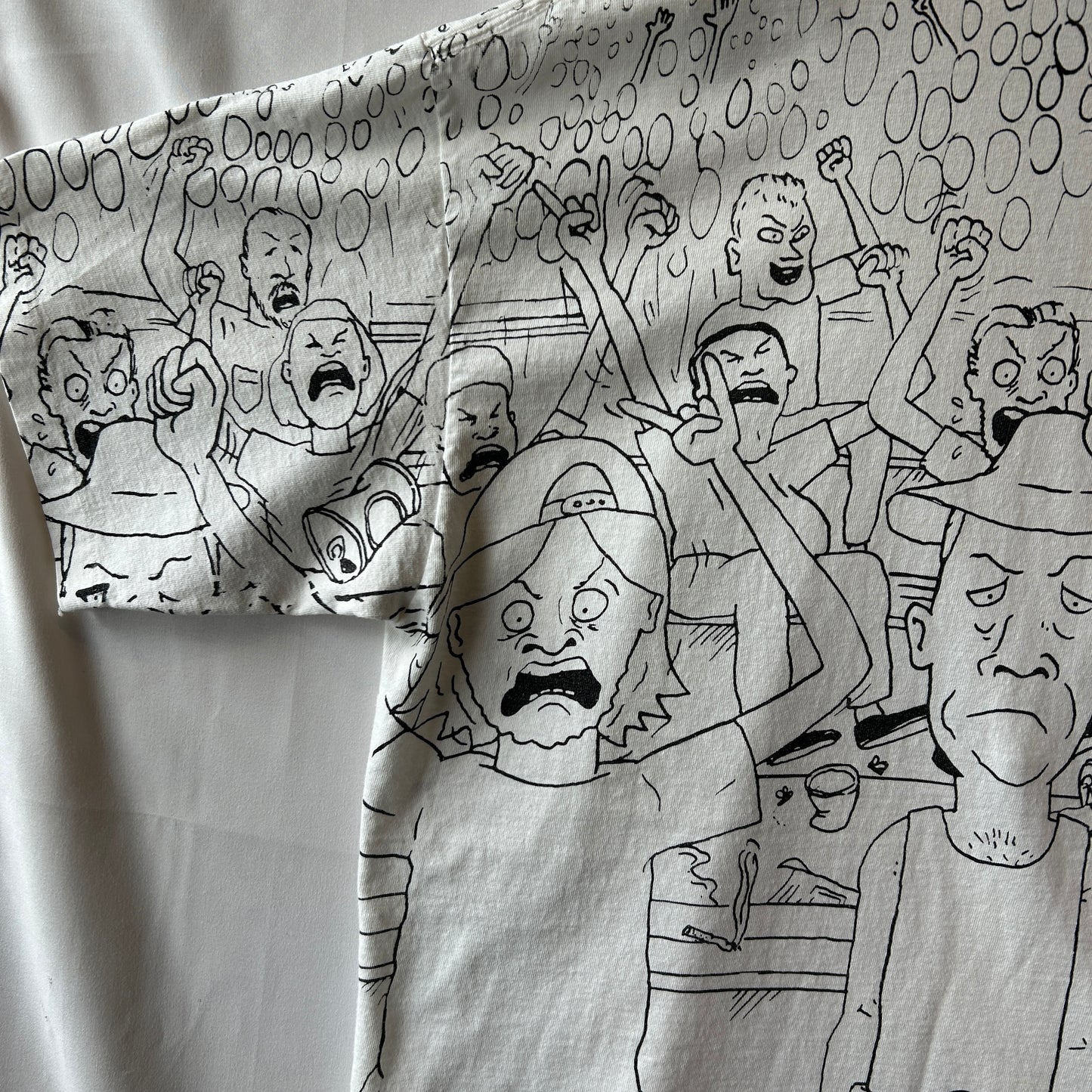 90's Beavis and Butt-Head ビーバスアンドバットヘッド  オールオーバープリントTシャツ MTV 白(XL)/B2173-SO