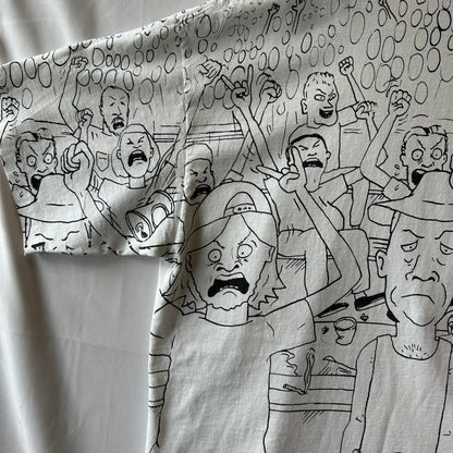 90's Beavis and Butt-Head ビーバスアンドバットヘッド  オールオーバープリントTシャツ MTV 白(XL)/B2173-SO