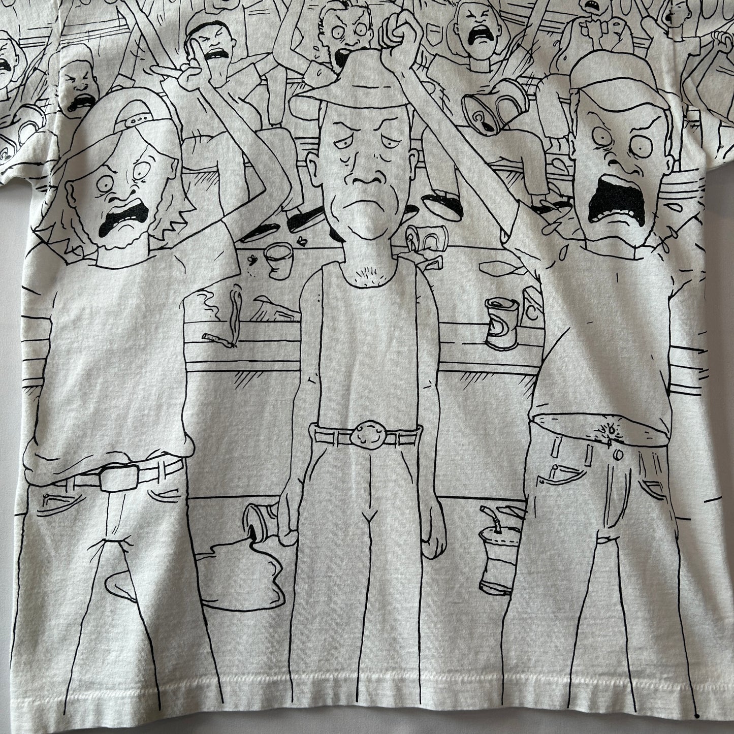90's Beavis and Butt-Head ビーバスアンドバットヘッド  オールオーバープリントTシャツ MTV 白(XL)/B2173-SO