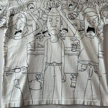 90's Beavis and Butt-Head ビーバスアンドバットヘッド  オールオーバープリントTシャツ MTV 白(XL)/B2173-SO
