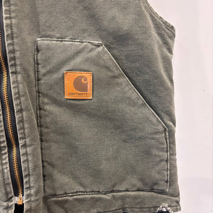 00's Carhartt カーハート 刺繍入り ダックベスト V02 MOS ワークベスト(L)/B4128V-SO