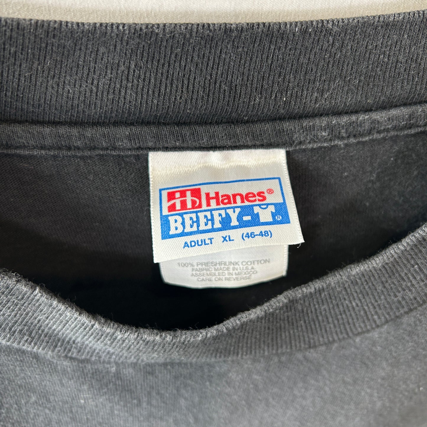 90's Hanes Rat ネズミ 袖プリントTシャツ ロンT アート ブラック 長袖（XL)/C1032T-SO