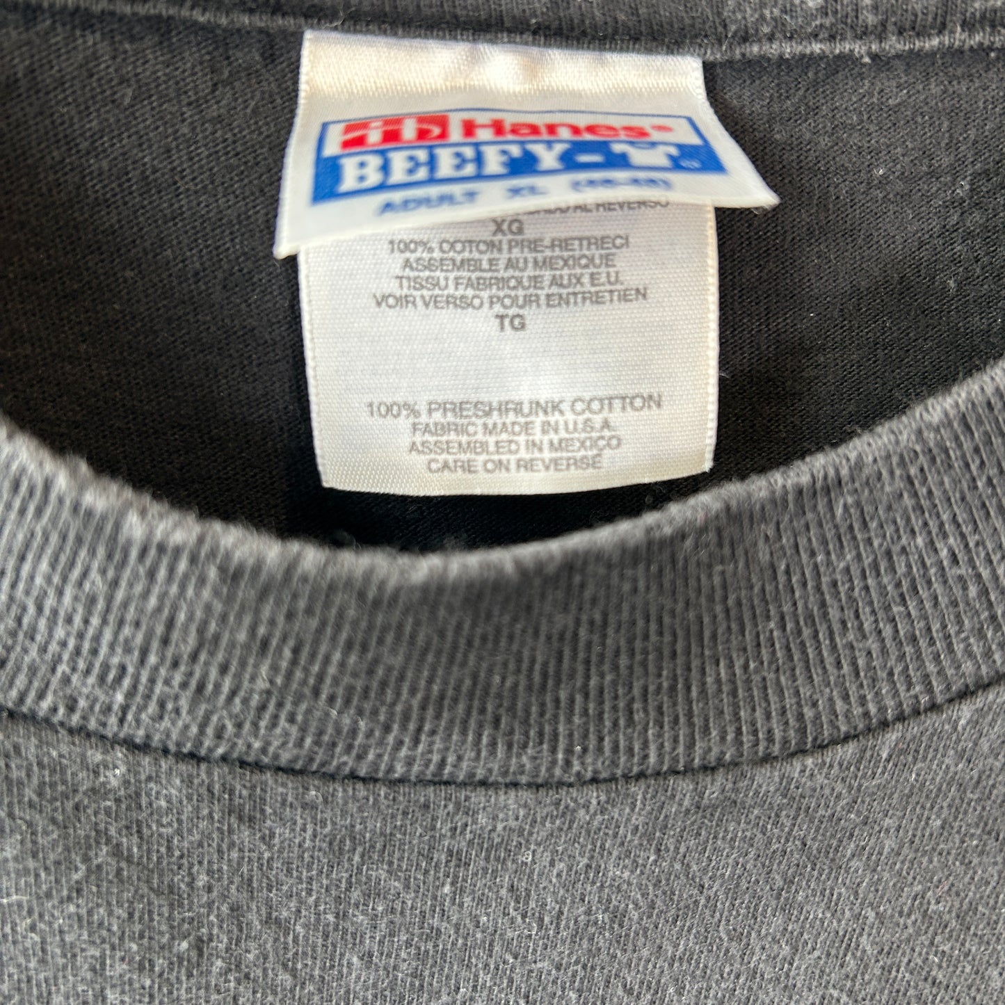 90's Hanes Rat ネズミ 袖プリントTシャツ ロンT アート ブラック 長袖（XL)/C1032T-SO