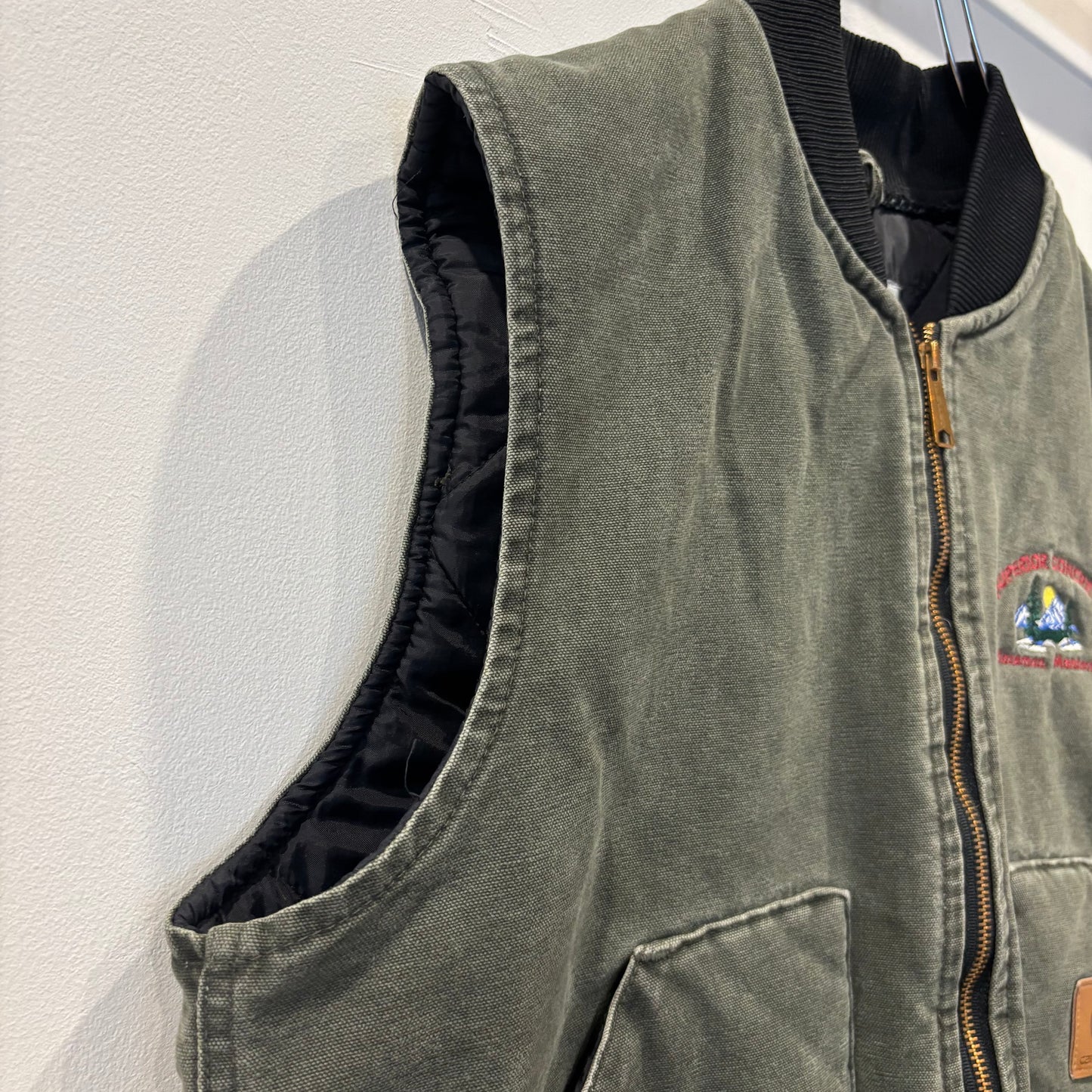 00's Carhartt カーハート 刺繍入り ダックベスト V02 MOS ワークベスト(L)/B4128V-SO