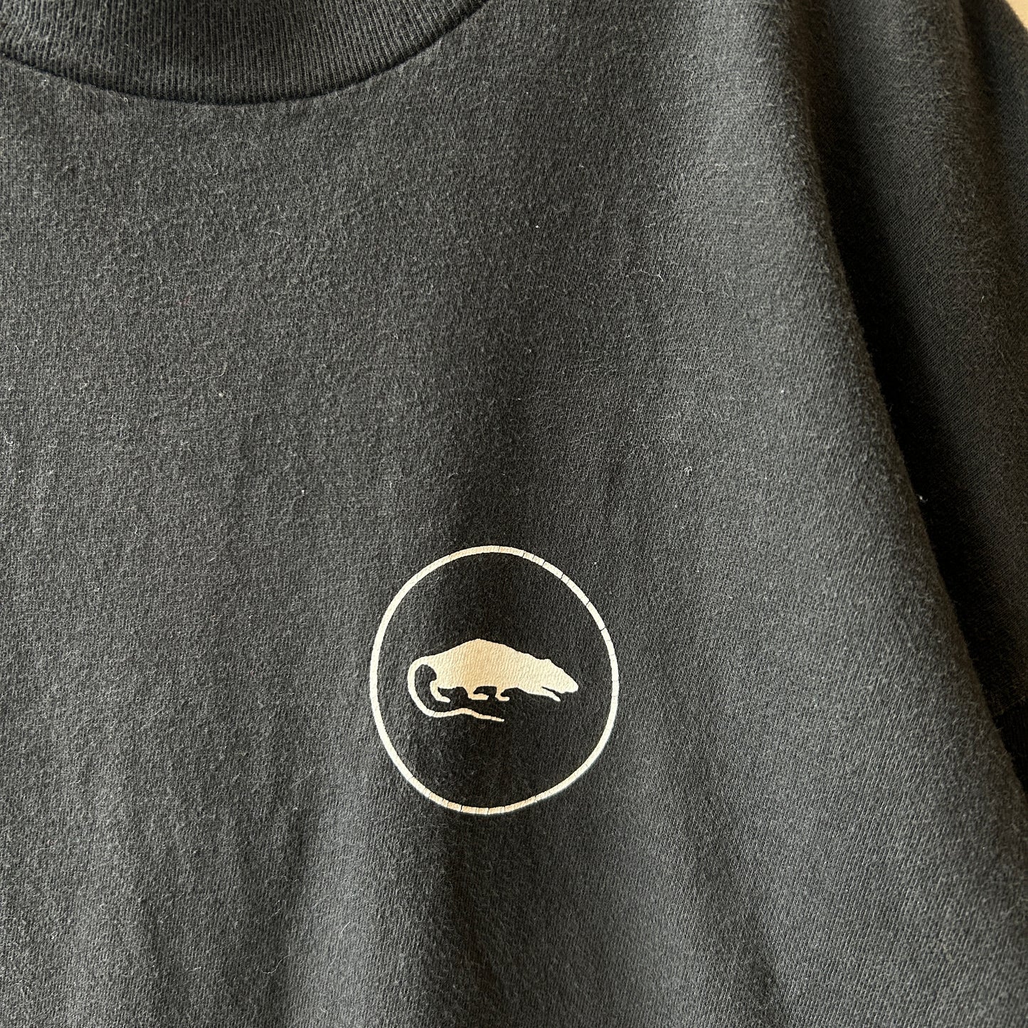 90's Hanes Rat ネズミ 袖プリントTシャツ ロンT アート ブラック 長袖（XL)/C1032T-SO
