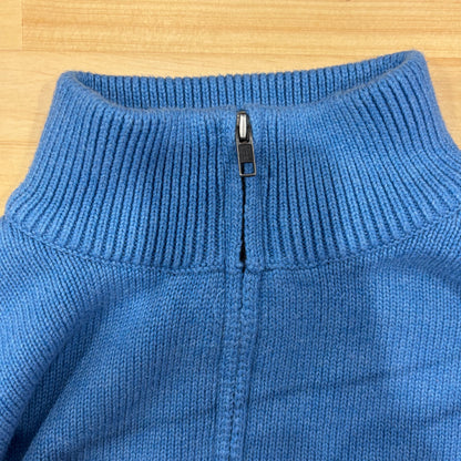 00's L.L.Bean ハーフジップコットンニット 水色 (L)/B3140K-SO