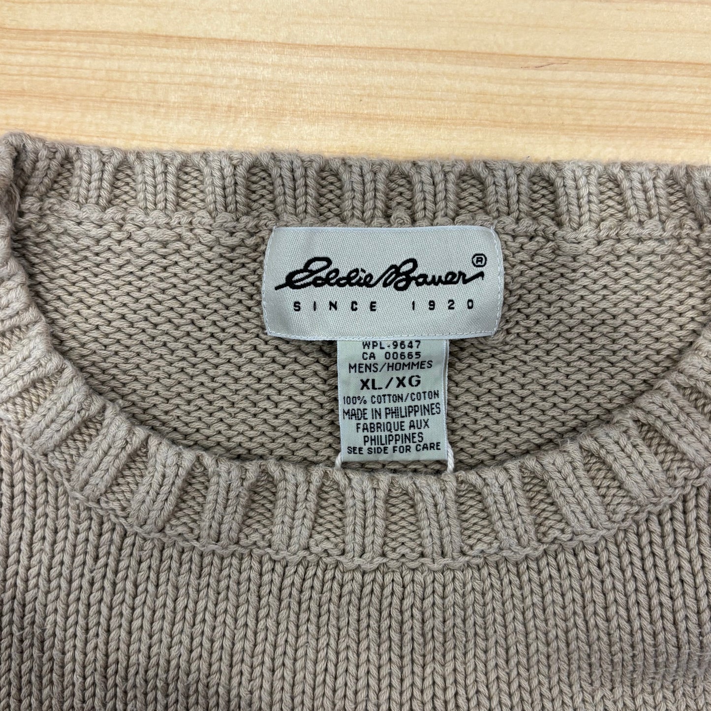00's Eddie Bauer エディバウアー コットンニット ベージュ (XL)/B3138K-SO