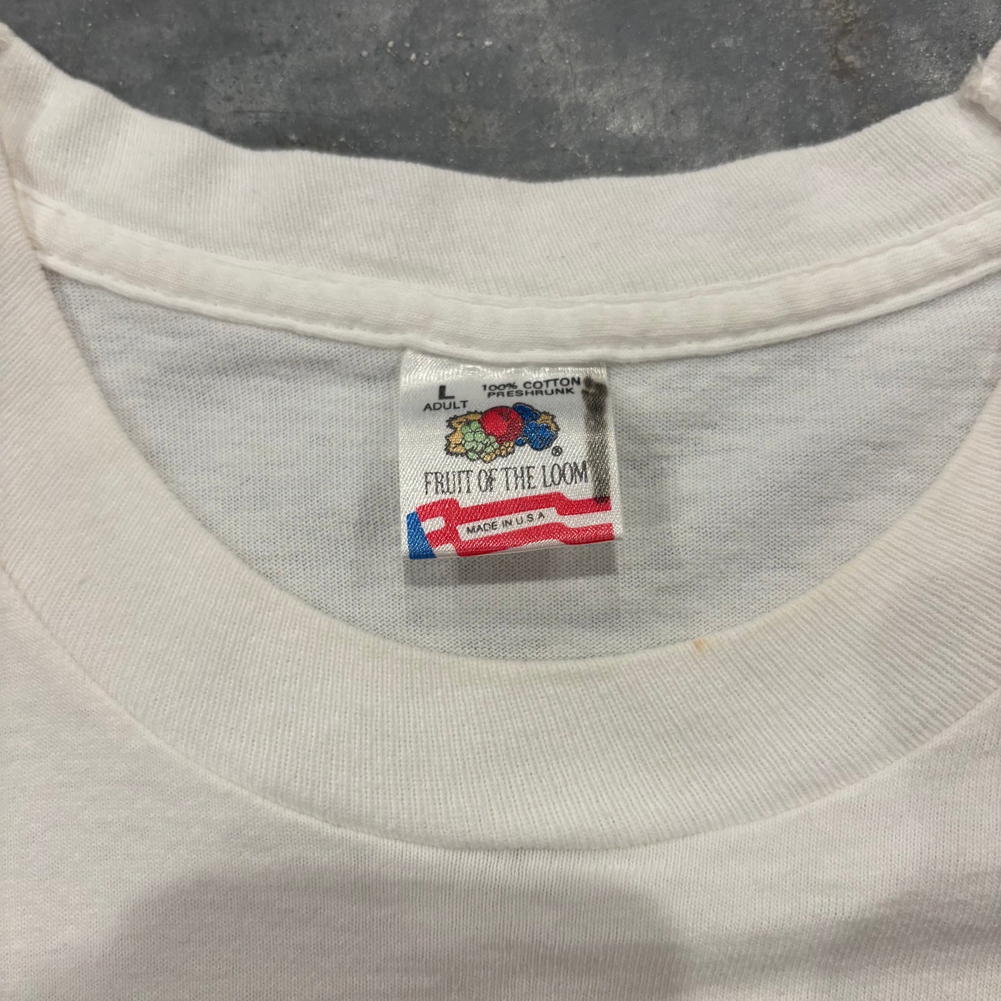90's FRUIT OF THE LOOM フルーツオブザルーム The Beatles ビートルズ LET IT BE アルバム ジャケ写 Tシャツ 白 (L) /A3437T-SO