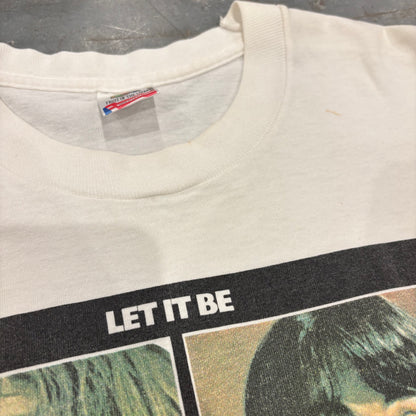 90's FRUIT OF THE LOOM フルーツオブザルーム The Beatles ビートルズ LET IT BE アルバム ジャケ写 Tシャツ 白 (L) /A3437T-SO