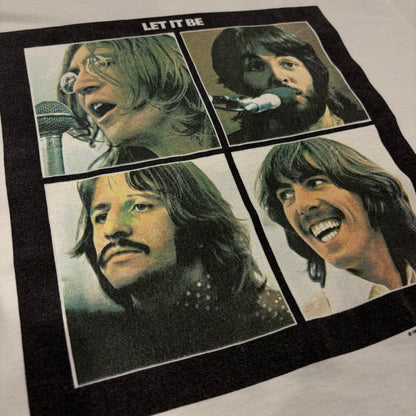 90's FRUIT OF THE LOOM フルーツオブザルーム The Beatles ビートルズ LET IT BE アルバム ジャケ写 Tシャツ 白 (L) /A3437T-SO