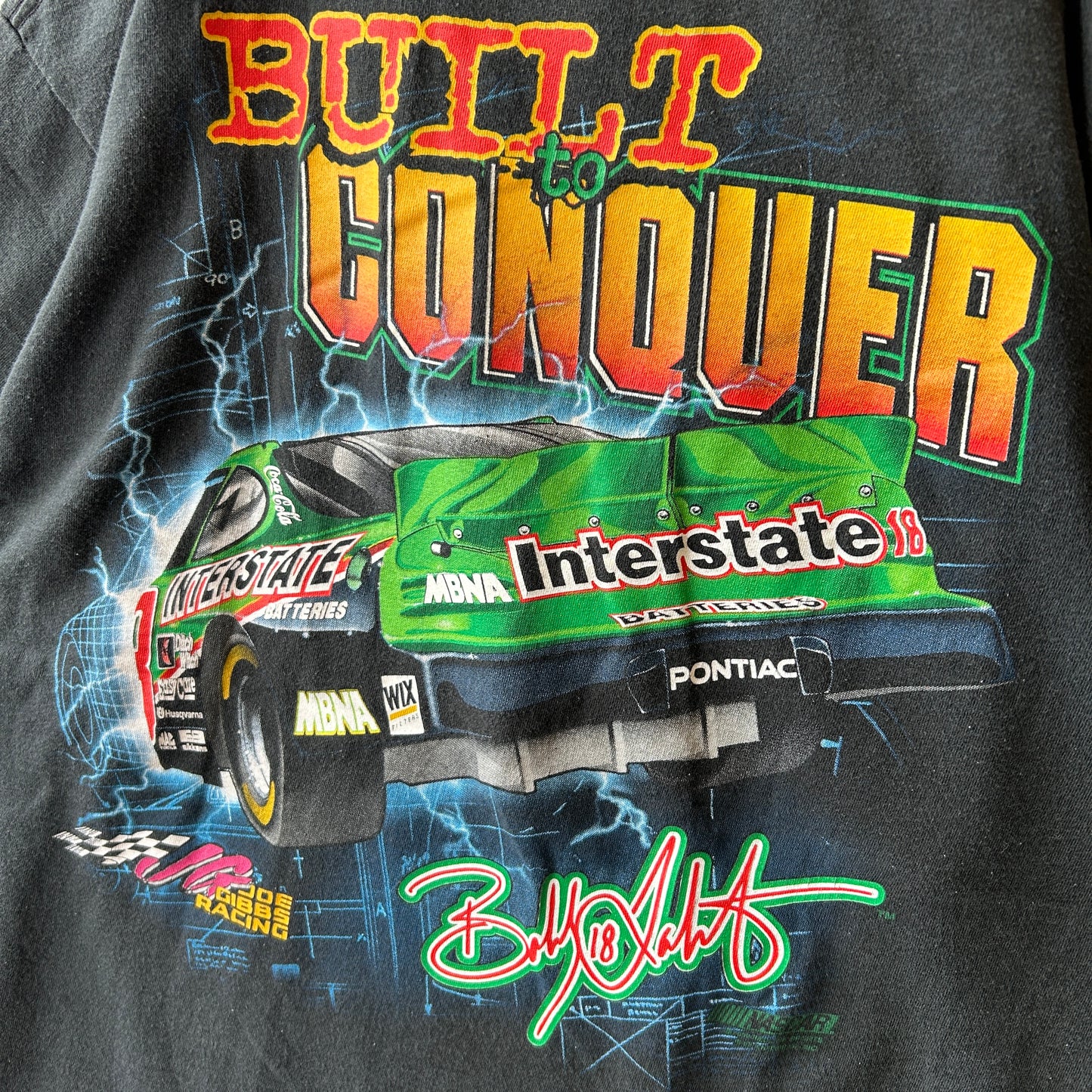 90's Chase Authentics Nascar ナスカー ボビー・ラボンテ Tシャツ 黒 レーシングカー (L)/A7580T-SO