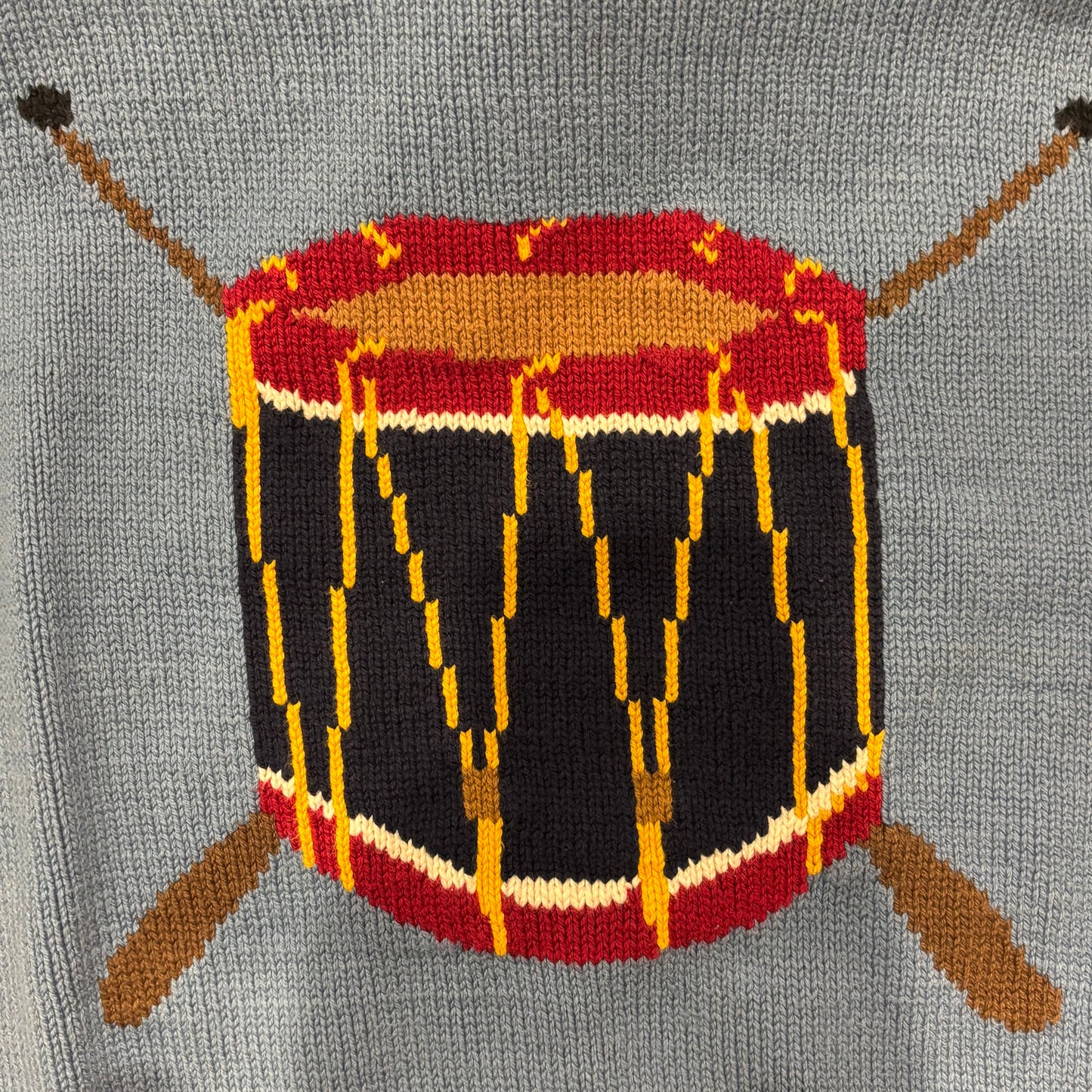 90's LANDS'END ランズエンド イーグル 星条旗  コットンニット 水色 (XL)/B3139K-SO