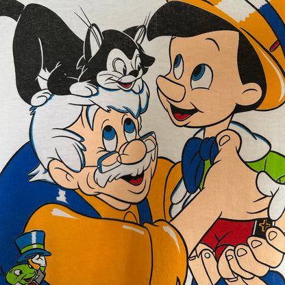 90's Disney ディズニー Pinocchio ピノキオ キャラクターTシャツ 白(XL)/C0432T-SO