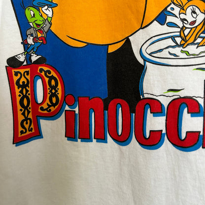 90's Disney ディズニー Pinocchio ピノキオ キャラクターTシャツ 白(XL)/C0432T-SO