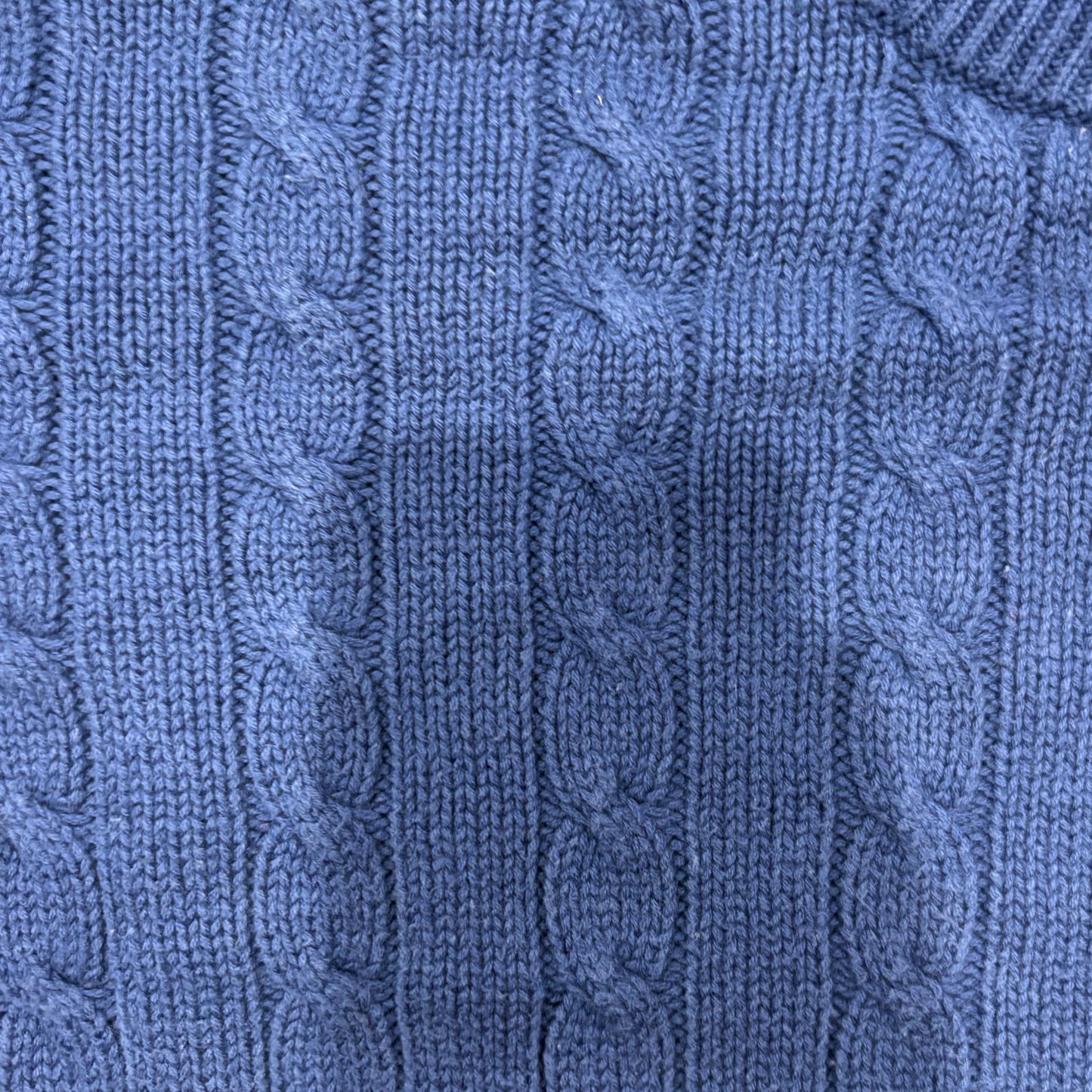 90's Eddie Bauer ケーブル編み コットンニット 青 (L)/A5606K-SO