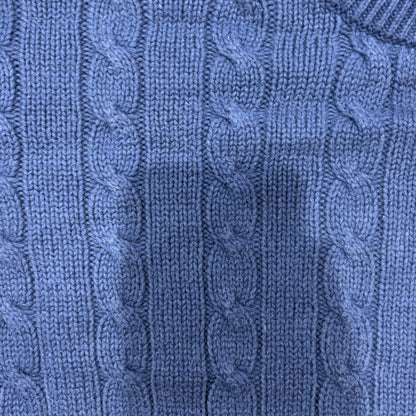 90's Eddie Bauer ケーブル編み コットンニット 青 (L)/A5606K-SO
