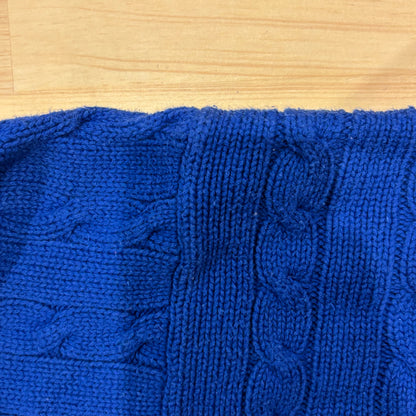 90's Eddie Bauer ケーブル編み コットンニット 青 (L)/A5606K-SO