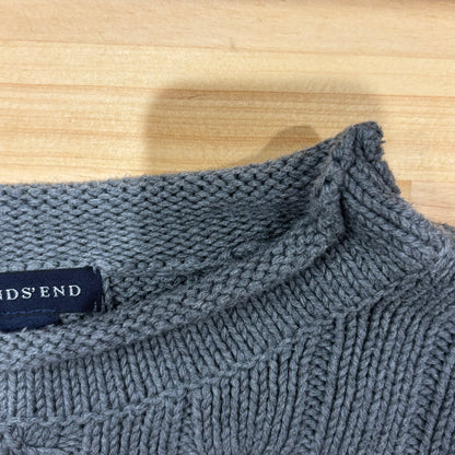 00's LANDS'END ケーブル編み コットンニット グレー (L)/A8494K-SO