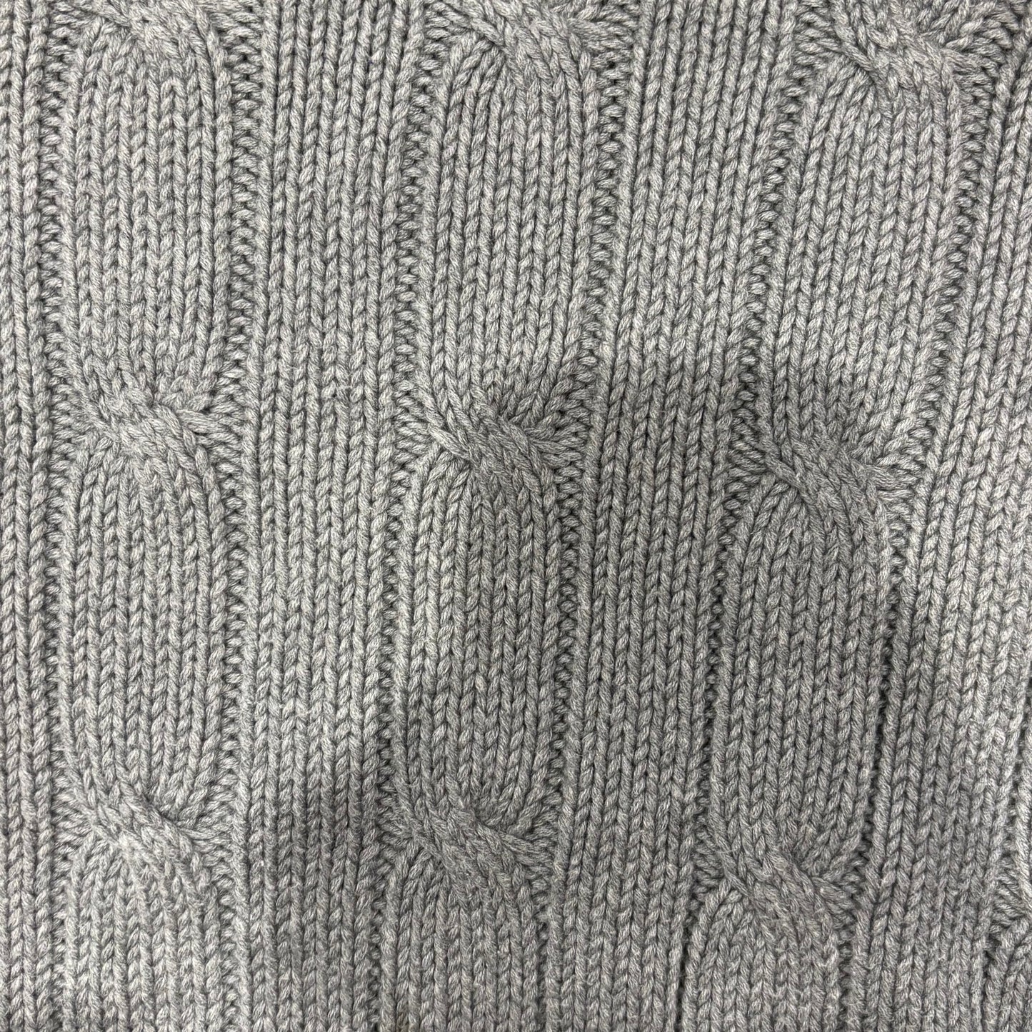 00's LANDS'END ケーブル編み コットンニット グレー (L)/A8494K-SO