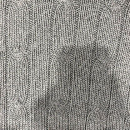 00's LANDS'END ケーブル編み コットンニット グレー (L)/A8494K-SO