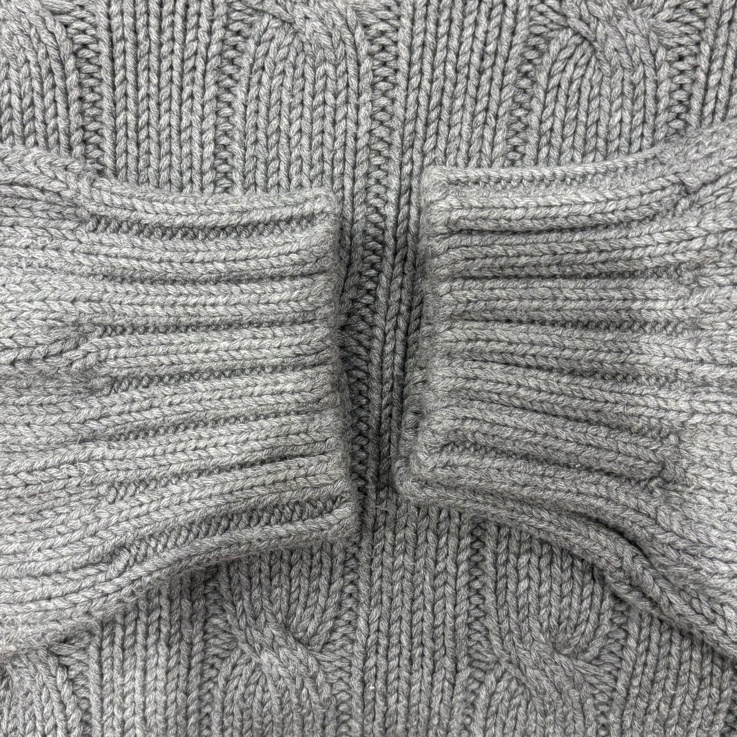 00's LANDS'END ケーブル編み コットンニット グレー (L)/A8494K-SO