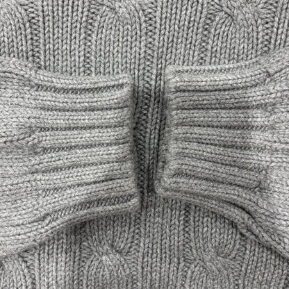 00's LANDS'END ケーブル編み コットンニット グレー (L)/A8494K-SO