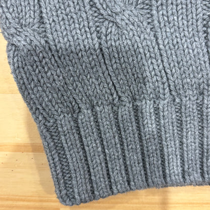 00's LANDS'END ケーブル編み コットンニット グレー (L)/A8494K-SO