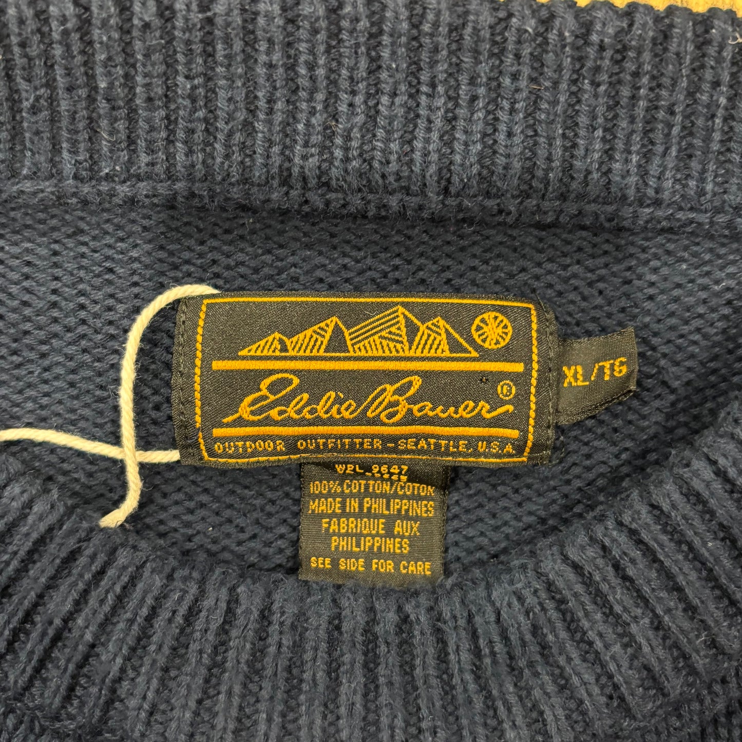 90's Eddie Bauer コットンニット 紺 (XL)/A8380K-SO