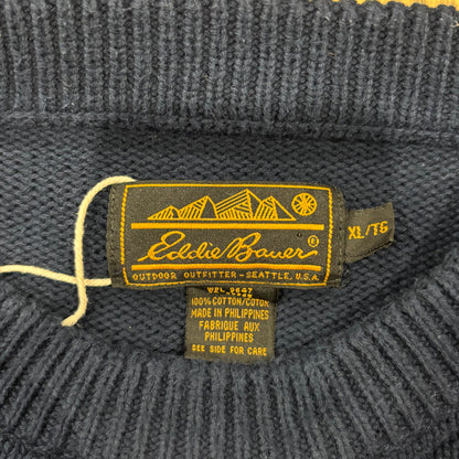 90's Eddie Bauer コットンニット 紺 (XL)/A8380K-SO