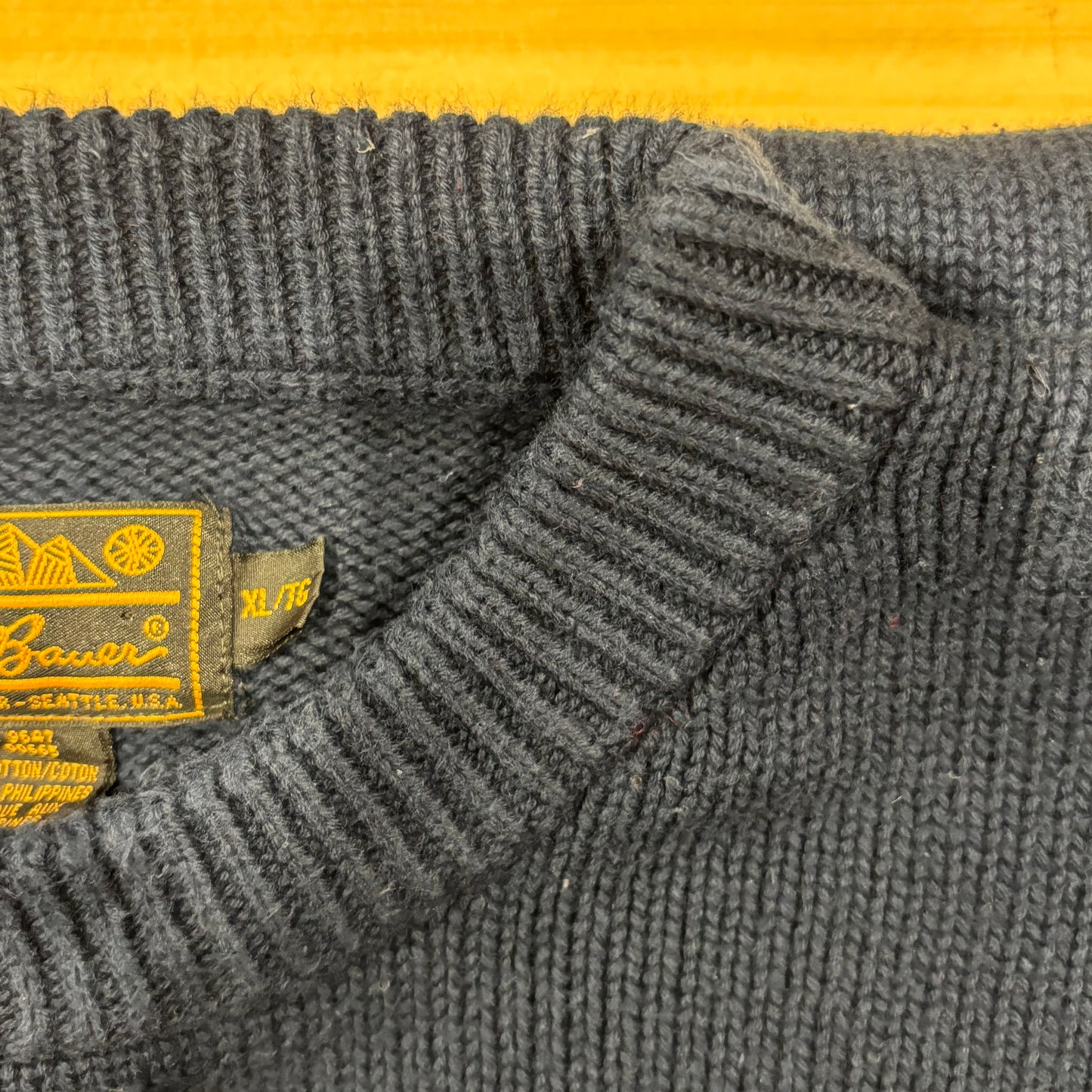 90's Eddie Bauer コットンニット 紺 (XL)/A8380K-SO