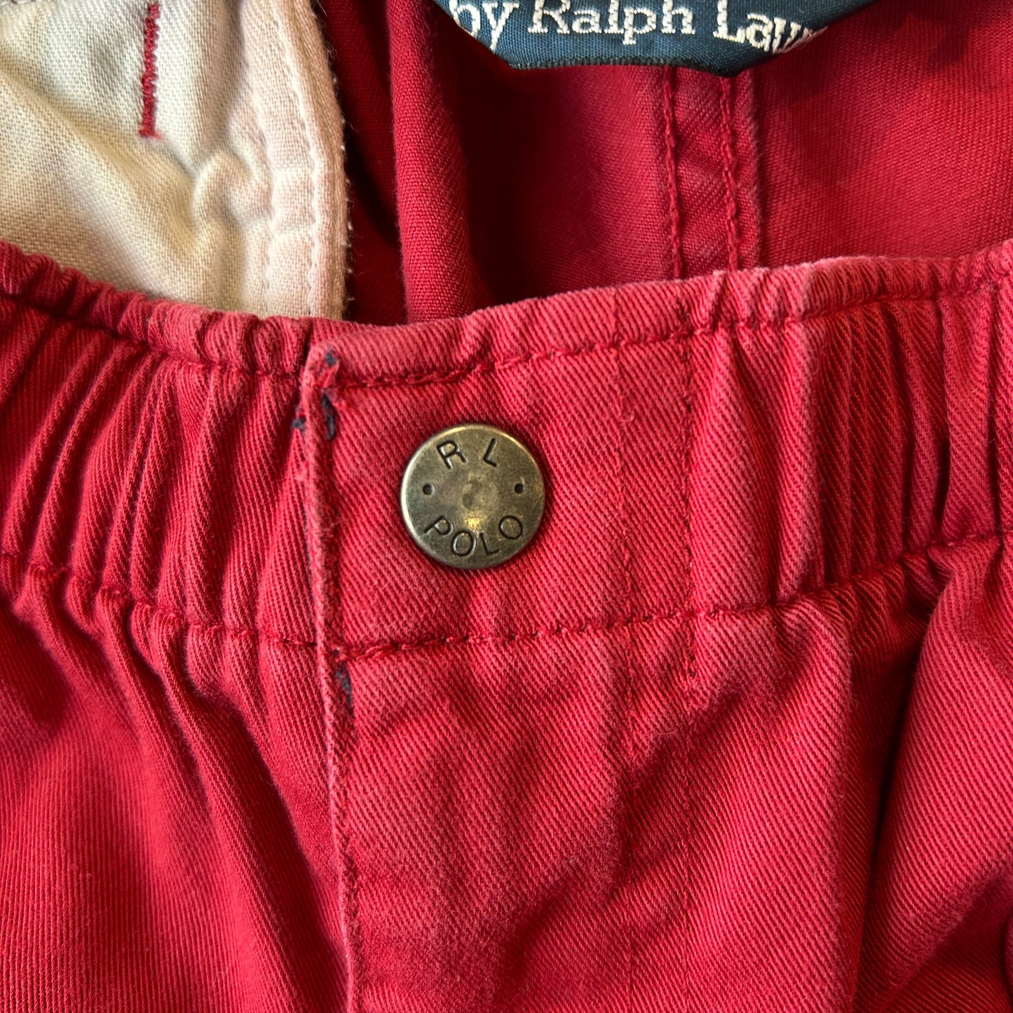 90's Polo Ralph Lauren ラルフローレン コットンイージーショーツ ショートパンツ レッド(L)/A4196P-SO
