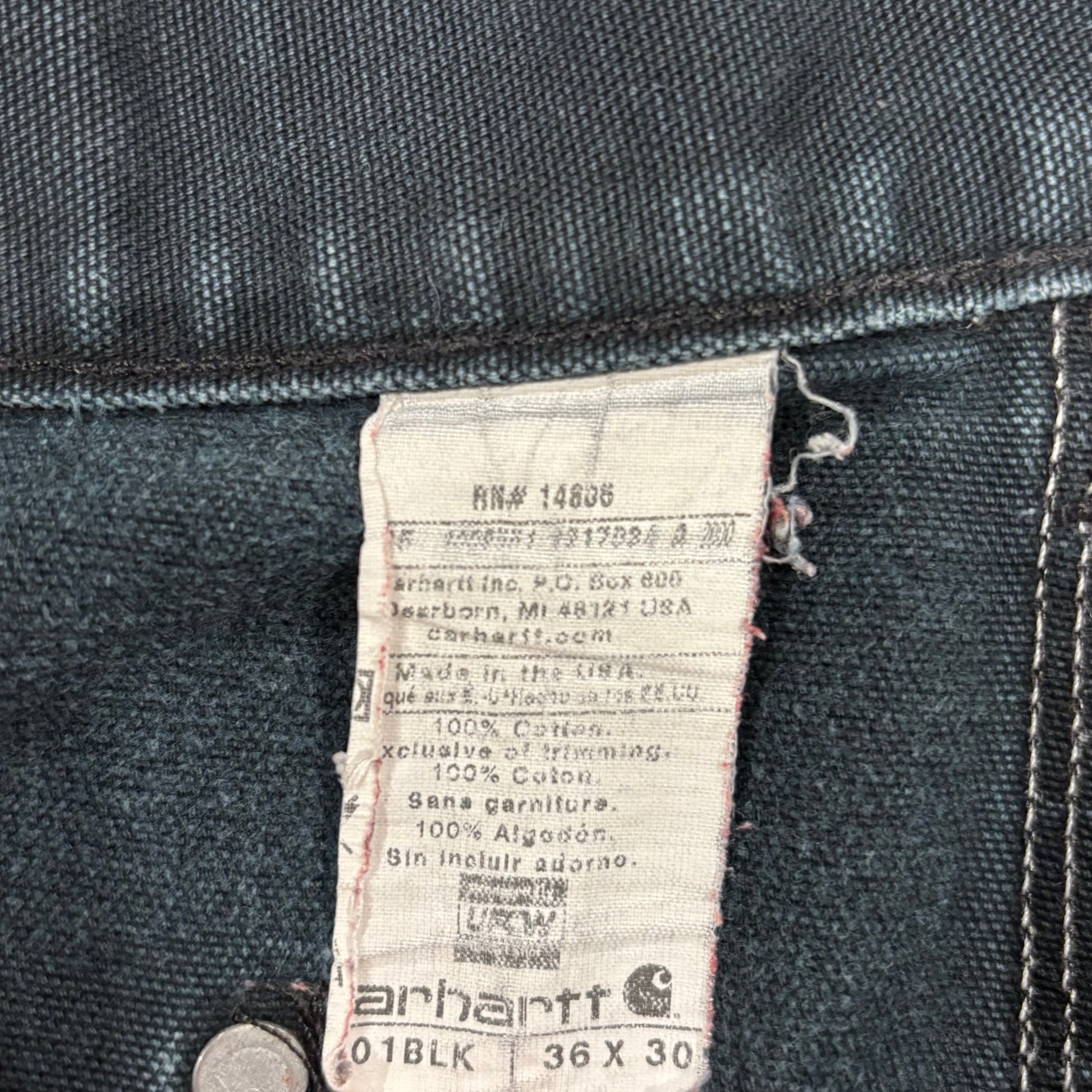 90's Carhartt カーハート ダブルニー ブラック (36×30)/A8363P-SO 90's Carhartt カーハート ダブルニー ブラック (36×30)/A8363P-SO