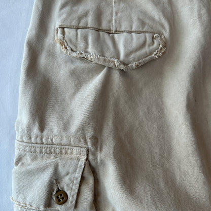 90's RRL ラルフローレン ダック地 カーゴショーツ ハーフパンツ ベージュ 襤褸 三つ星タグ(30)/C1035P-SO