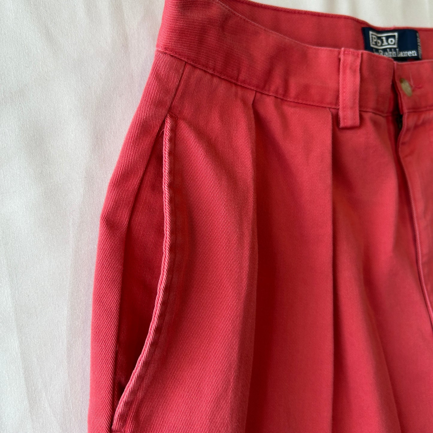 90's Polo Ralph Lauren ラルフローレン "TYLER SHORT" タックショーツ　ハーフパンツ ピンク(32)/C1036P-SO
